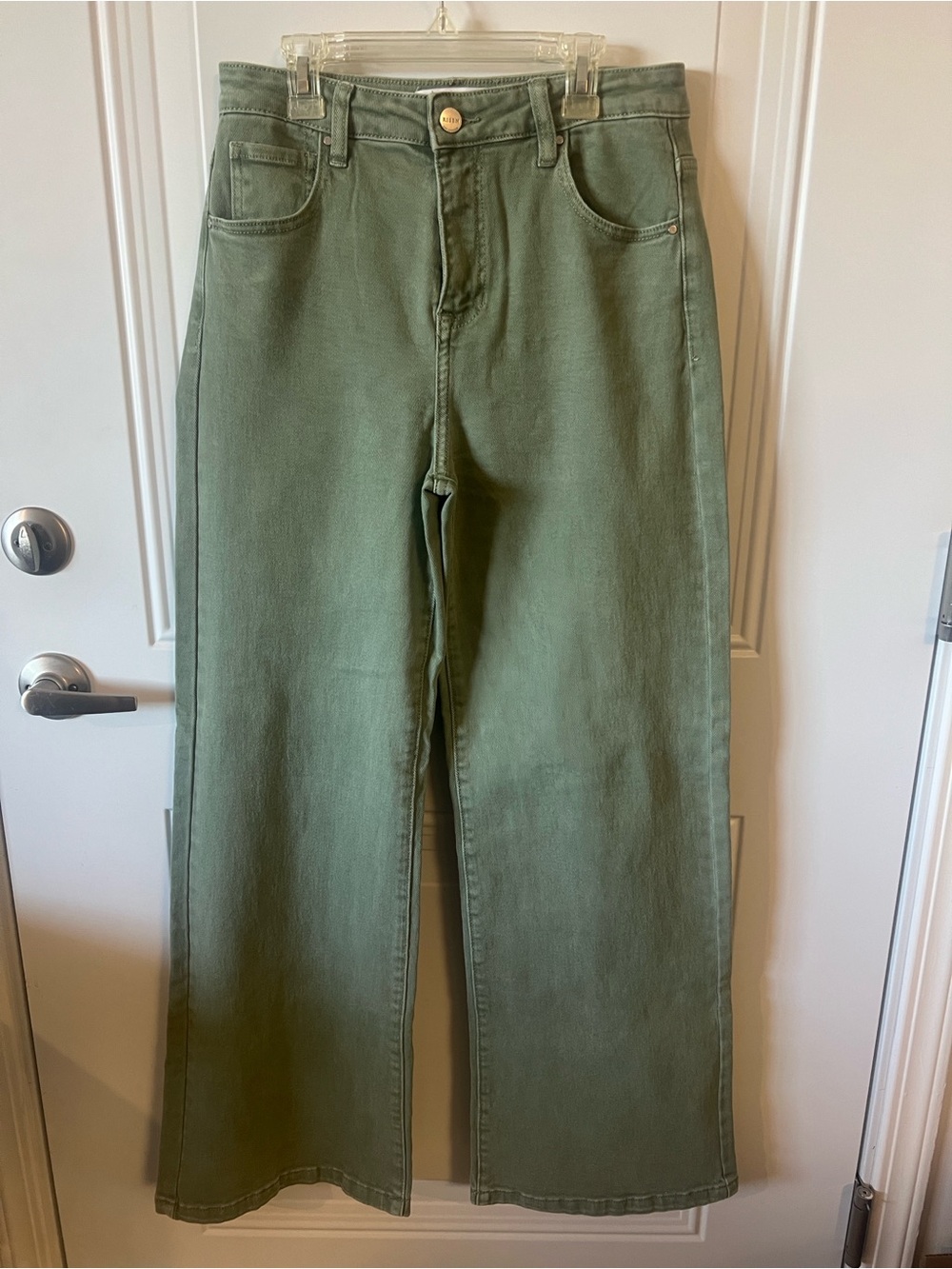 Risen Olive Green Wide Leg Jeans